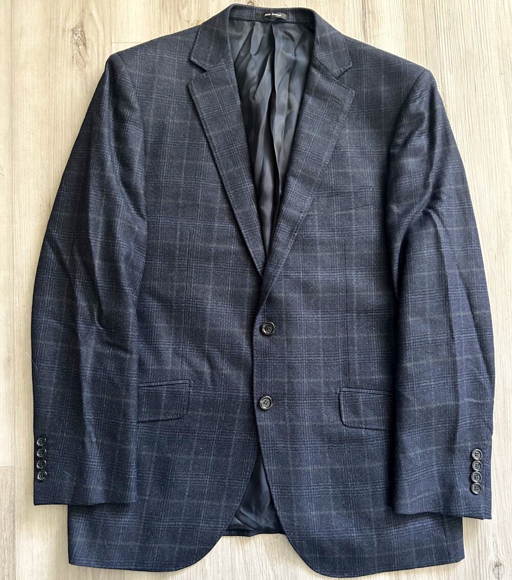 Joseph Bach Sartoriale Navy Checked Wool 2 Button Men's Blazer Jacket Size 42